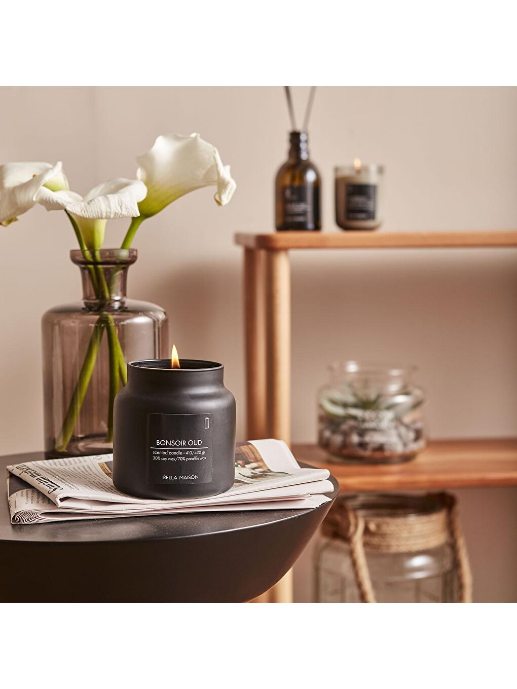 Bonsoir Oud Kavanoz Mum Siyah-3