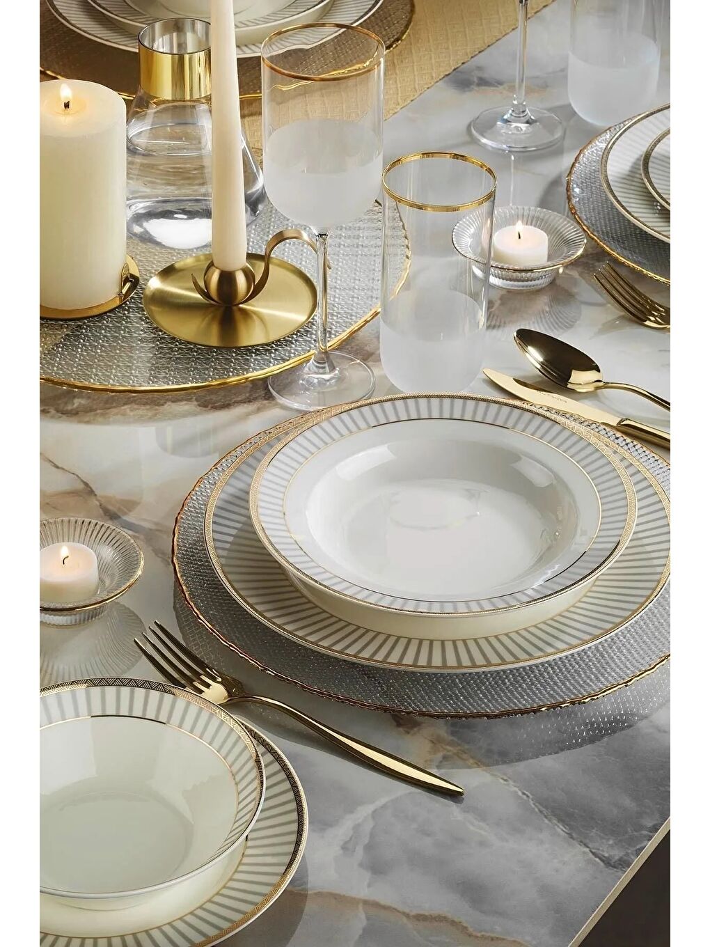 Beyaz Bone Kalipso Yemek Takımı 24 Parça 6 Kişilik BNKL24Y243012156-1