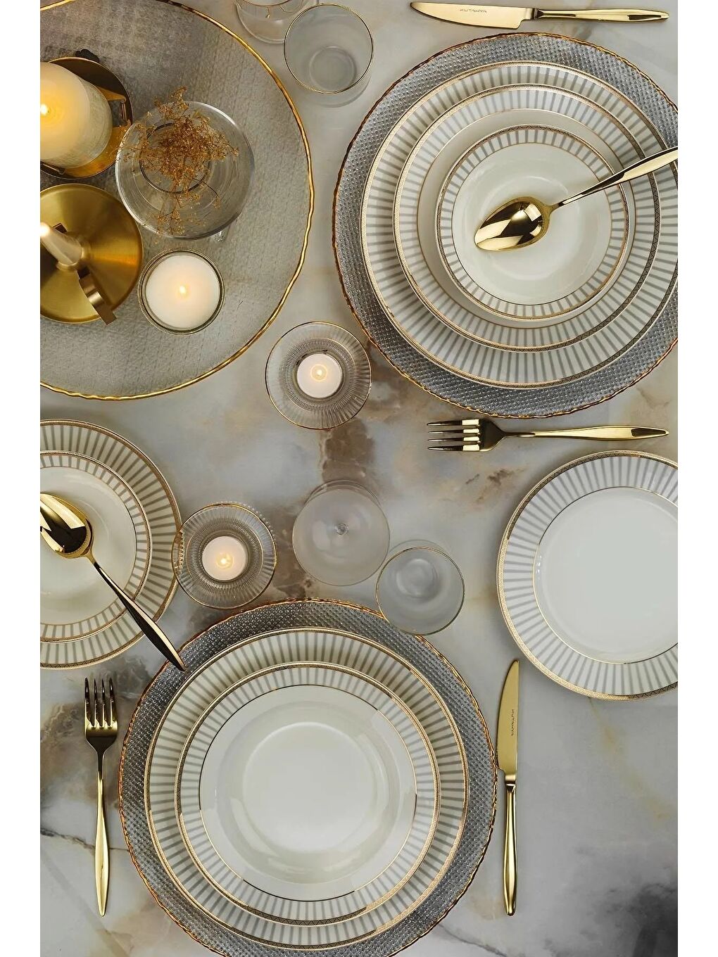 Beyaz Bone Kalipso Yemek Takımı 24 Parça 6 Kişilik BNKL24Y243012156-2