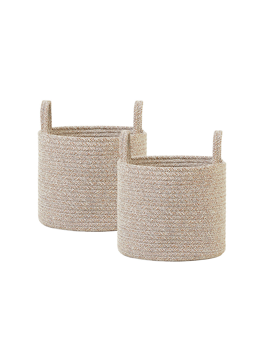 2'li Bej Kırçıllı Pamuklu Halat Sepet Set 26 x 22 cm-1