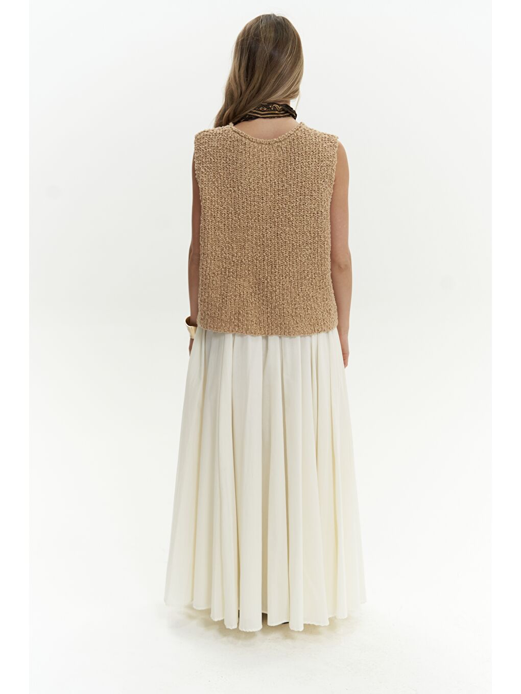 Kahverengi Knitle Rahat Kalıp Triko Tarçın Crop-4