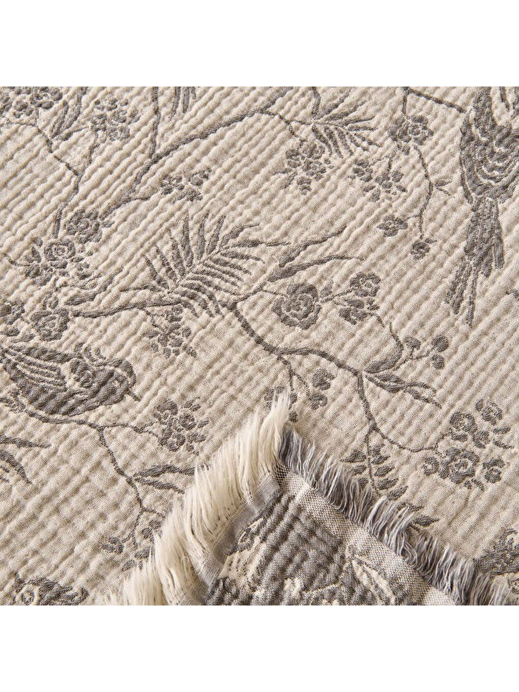 Soft Birds Tek Kişilik Yatak Örtüsü - Antrasit - 180x240 cm-1