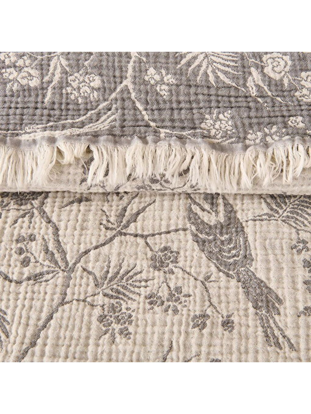 Soft Birds Tek Kişilik Yatak Örtüsü - Antrasit - 180x240 cm-3