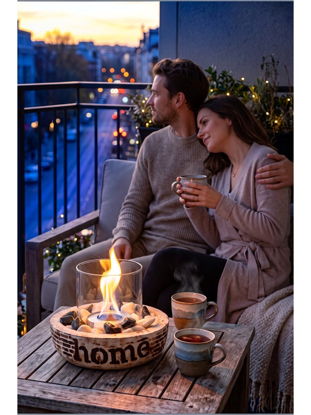 Home-200c Cam Hazneli Masa Şömine Ateş Çukuru (500ml Bioetanol+hazne+söndürme Kapağı)-1