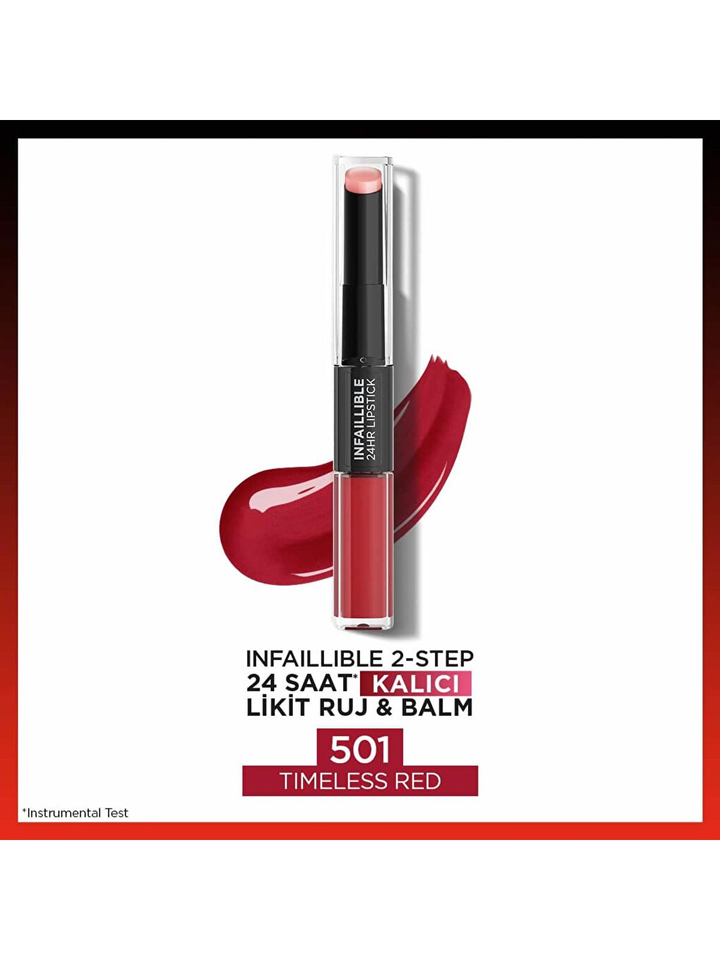 L'Oreal Paris Kırmızı Infaillible 2-Step 24 Saat Kalıcı Likit Ruj & Balm - 501 Timeless Red