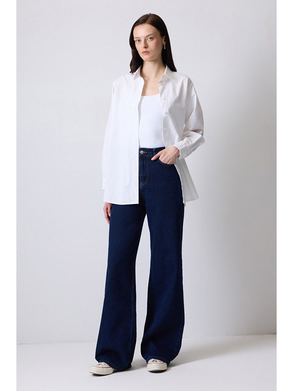 Touché Mavi Bol Paça Denim Pantolon