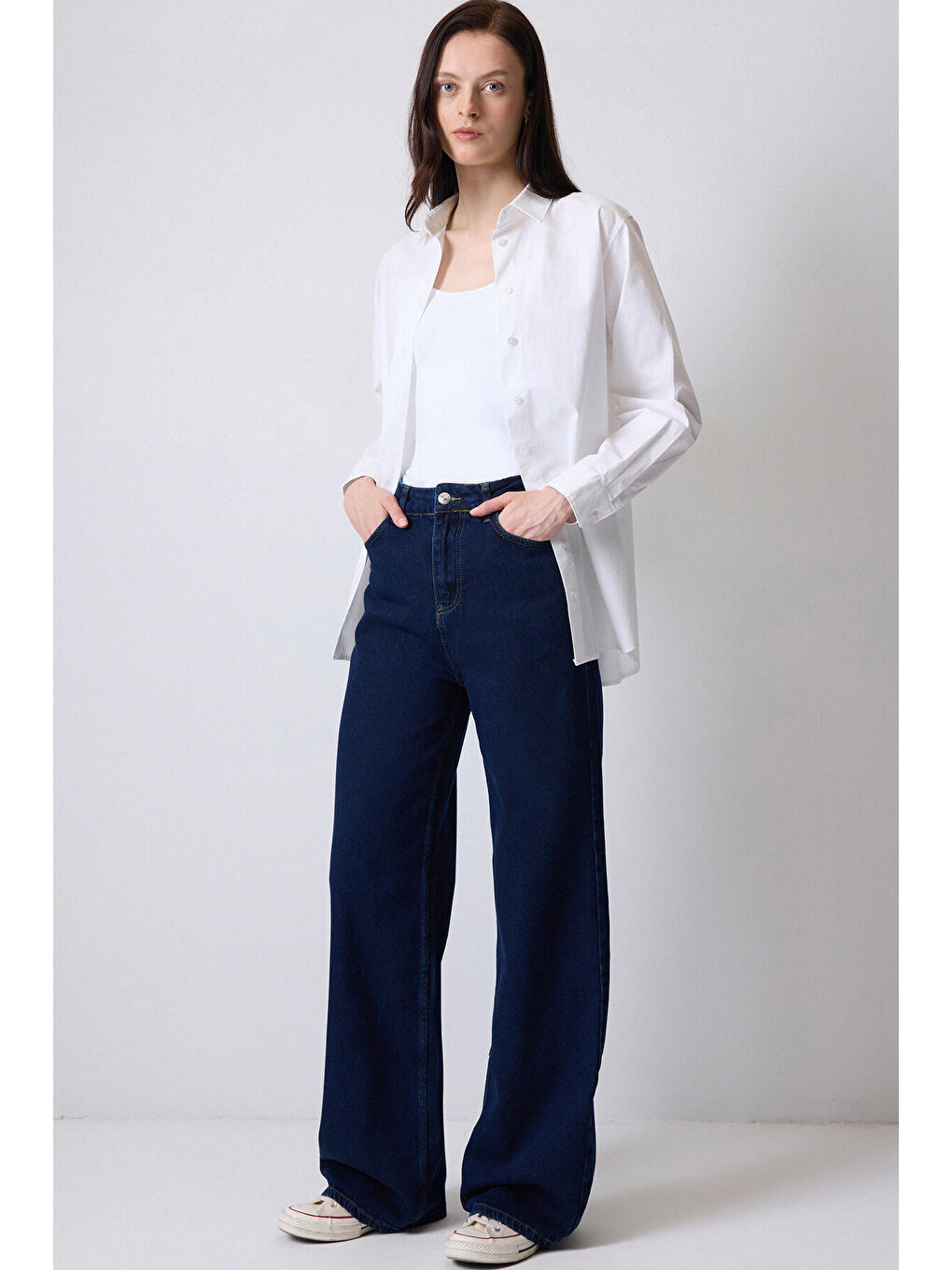 Touché Mavi Bol Paça Denim Pantolon - 1