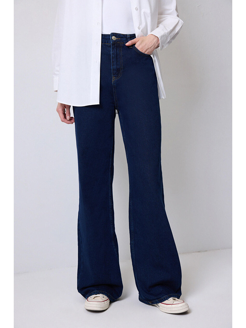 Touché Mavi Bol Paça Denim Pantolon - 2