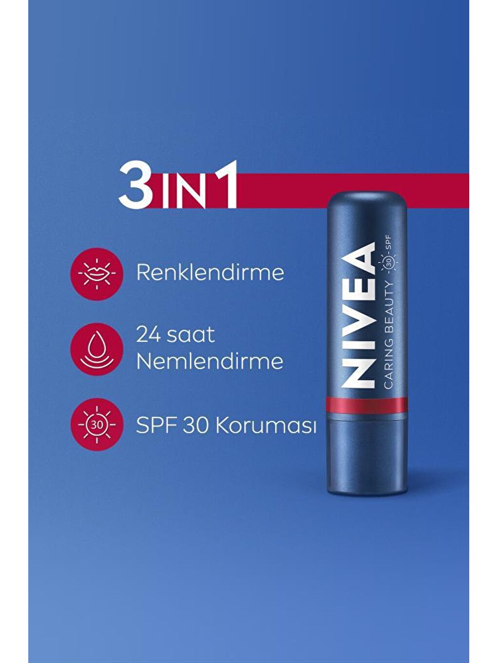 NIVEA Şeffaf Renkli Dudak Bakım Kremi SPF 30+ Dudak ve Yanak İçin - 1