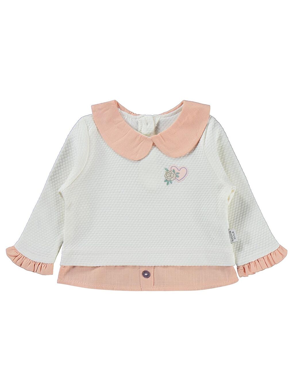 Kalp Nakışlı 2 Li Jean 6-18 Ay Takım - Ekru 6-9 Ay-2