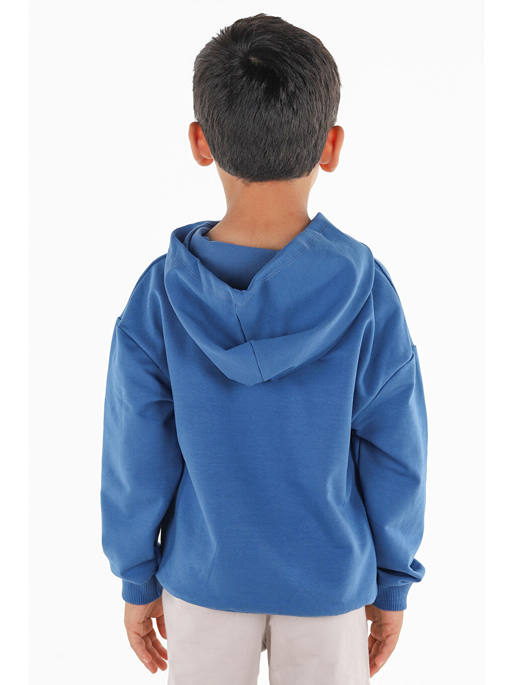 Mavi Kapüşonlu You Rock Baskılı Uzun Kollu Erkek Çocuk Sweatshirt-3