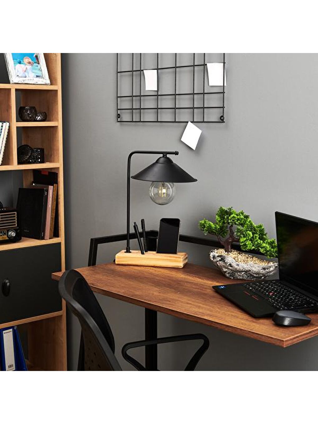 Kahverengi Joy Ahşap Masa Lambası-7