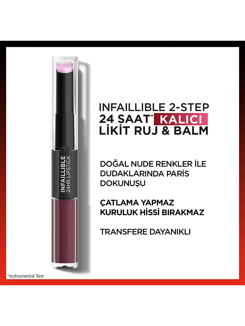 L'Oreal Paris Mor Infaillible 2-Step 24 Saat Kalıcı Likit Ruj & Balm - 215 Wine Oclock - 1