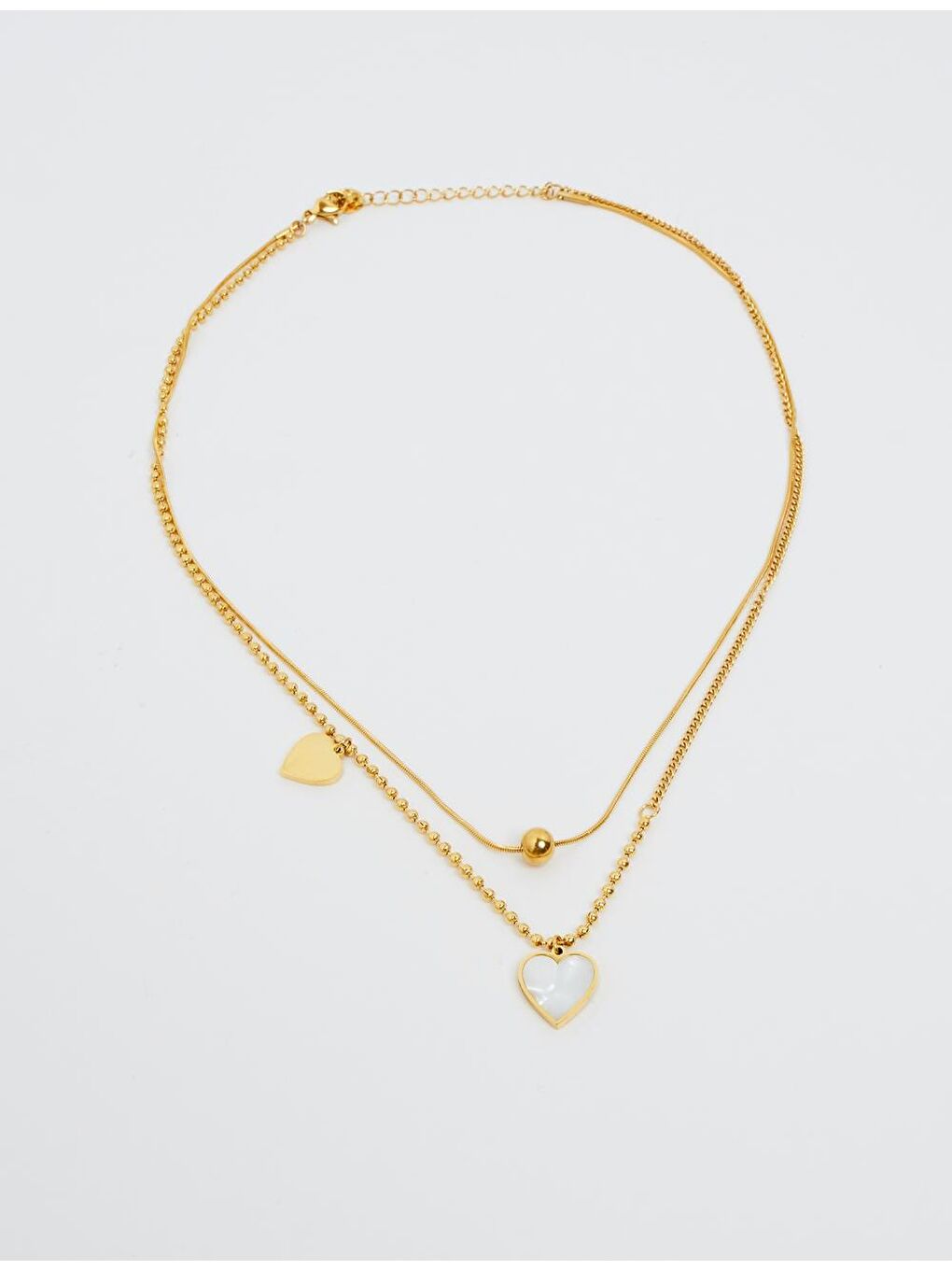 Sarı Altın Kalp Figürlü Ayarlanabilir Çok Zincirli Kolye-3