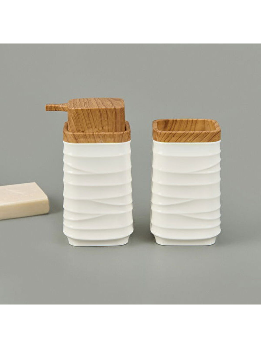 Bath Luna 2'li Sıvı Sabunluk ve Diş Fırçalık Seti - Beyaz-3