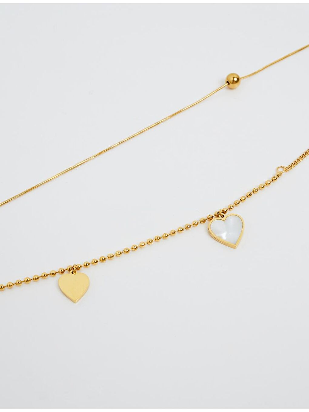 Sarı Altın Kalp Figürlü Ayarlanabilir Çok Zincirli Kolye