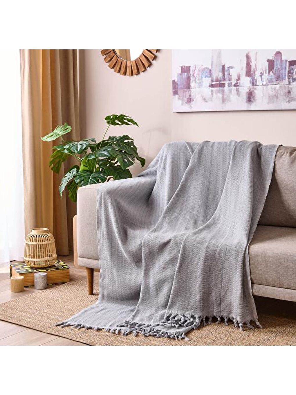 Soft Koltuk Şalı - Gri - 180x210 cm