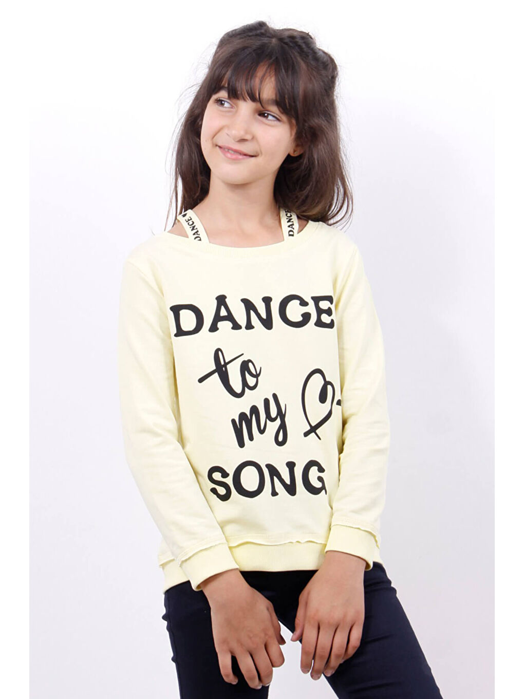 Toontoykids Sarı Kız Çocuk Sweatshirt Dange Baskılı