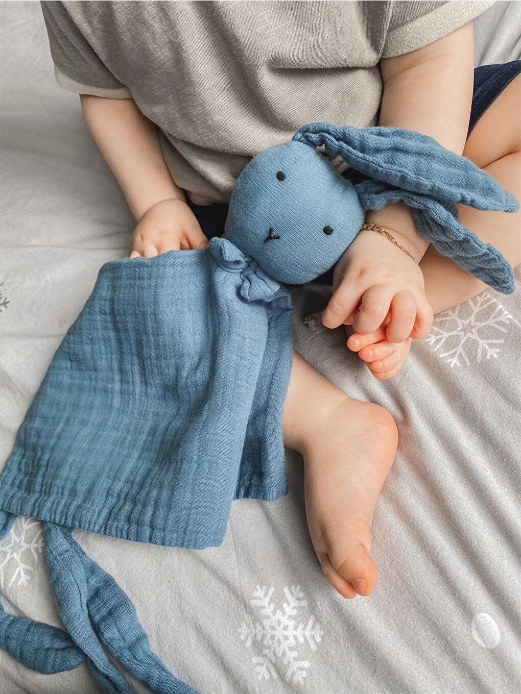 Tavşan Müslin Uyku Arkadaşı (Yıkanmıştır) 40X40 Cm İndigo Mavi
