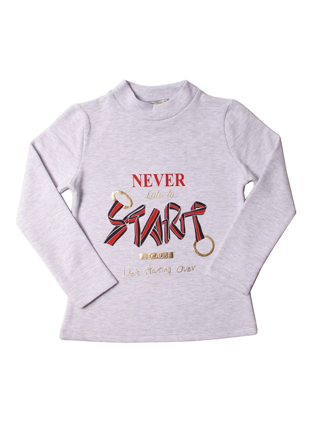 Toontoykids Gri Kız Çocuk Sweatshirt Start Varak Baskılı