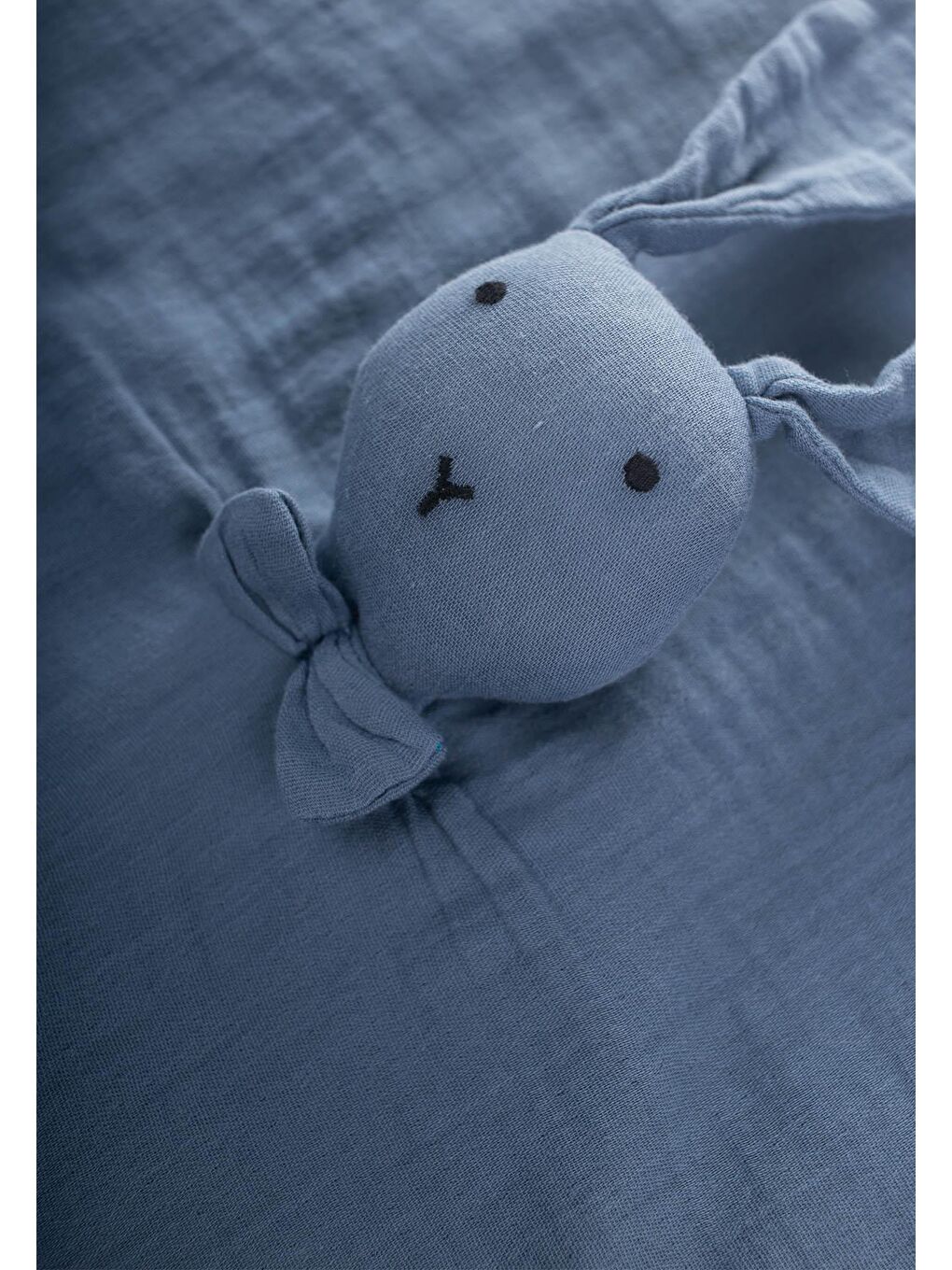Tavşan Müslin Uyku Arkadaşı (Yıkanmıştır) 40X40 Cm İndigo Mavi-2
