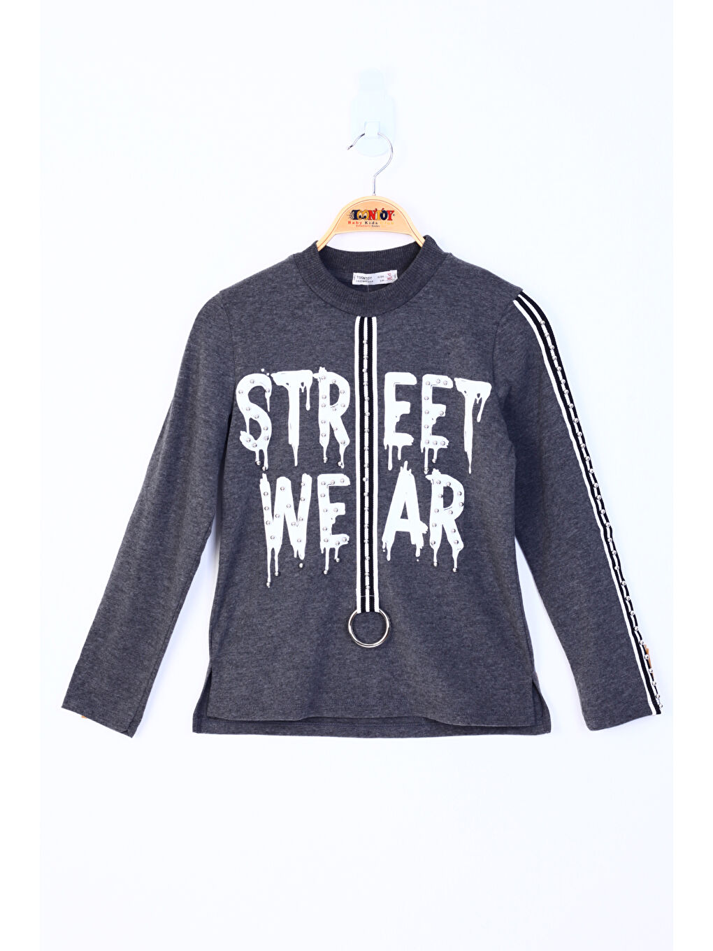 Toontoykids Antrasit Kız Çocuk Sweatshirt Street Wear Baskılı