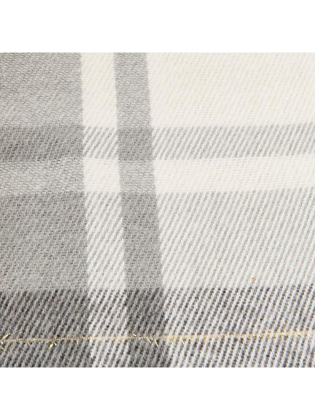 Soft Sim İp Detaylı Skoç Koltuk Şalı - Gri - 130x170 cm-1