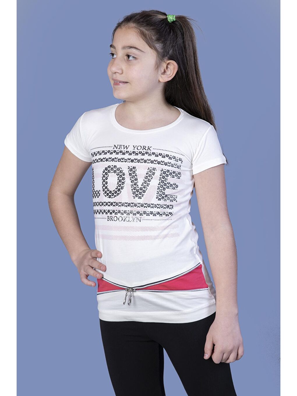 Toontoykids Ekru Kız Çocuk T-Shirt Love Varak Baskı