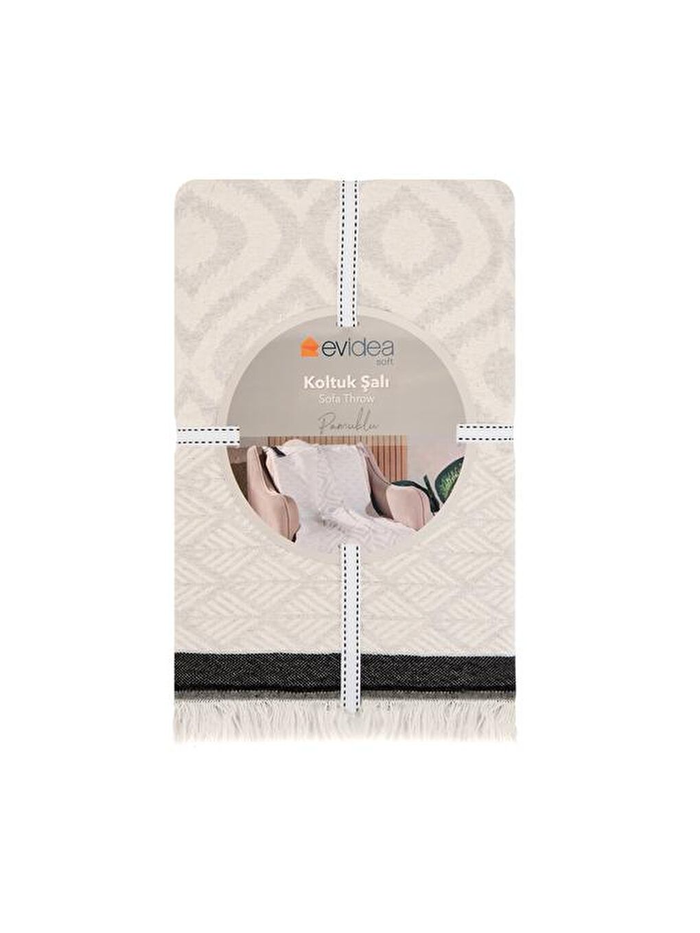 Soft Geometrik Desenli Koltuk Şalı - Gri - 130x170 cm-2