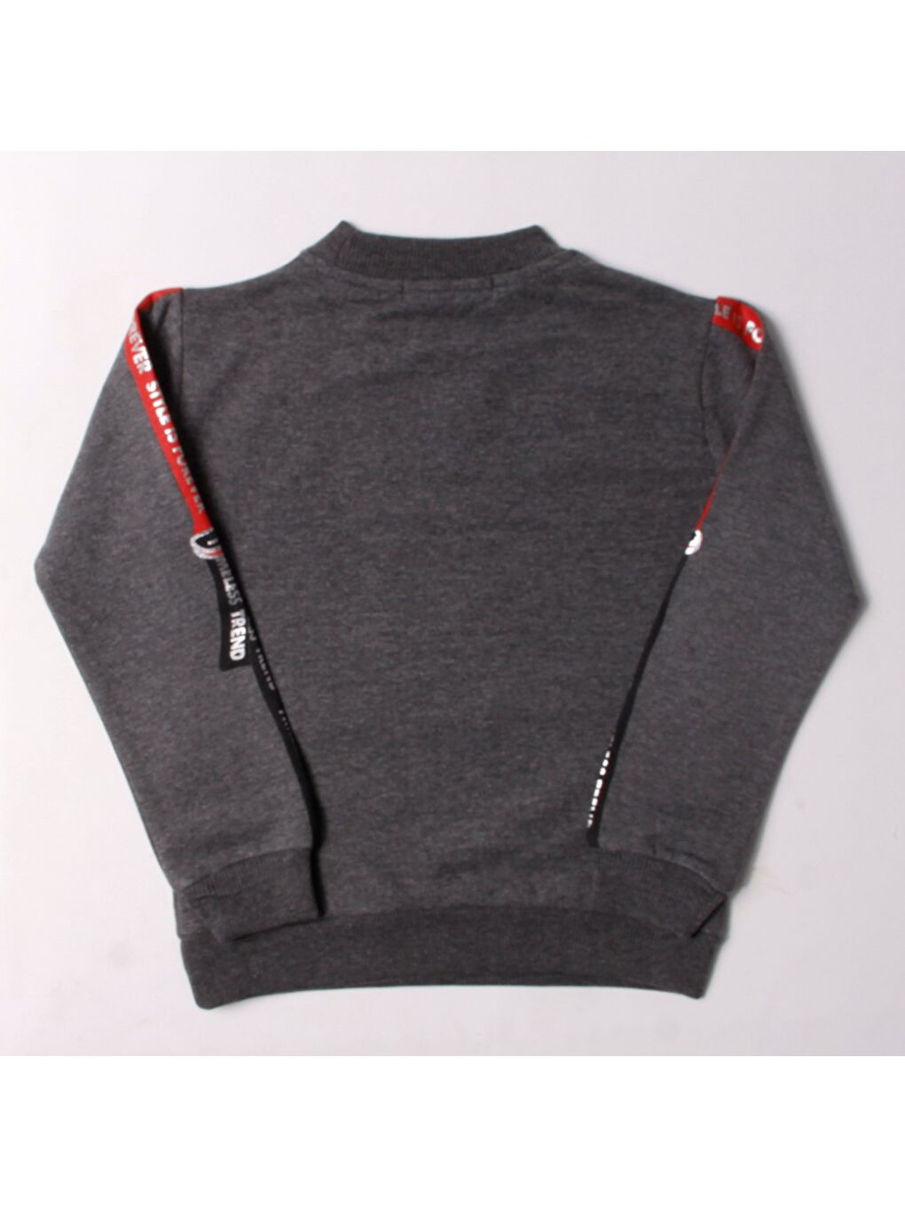 Toontoykids Antrasit Kız Çocuk Sweatshirt Kollari Şeritli Pullu Fashion Nakış - 3