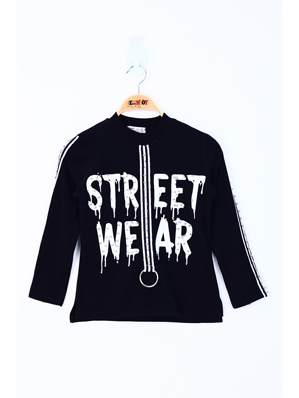 Siyah Kız Çocuk Sweatshirt Street Wear Baskılı