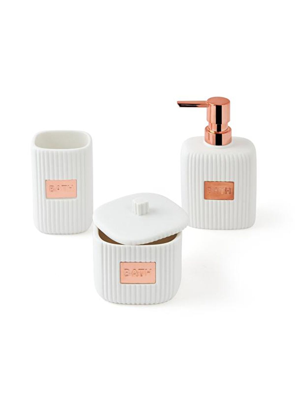 Beyaz Mauro 3'lü Banyo Aksesuar Seti-1