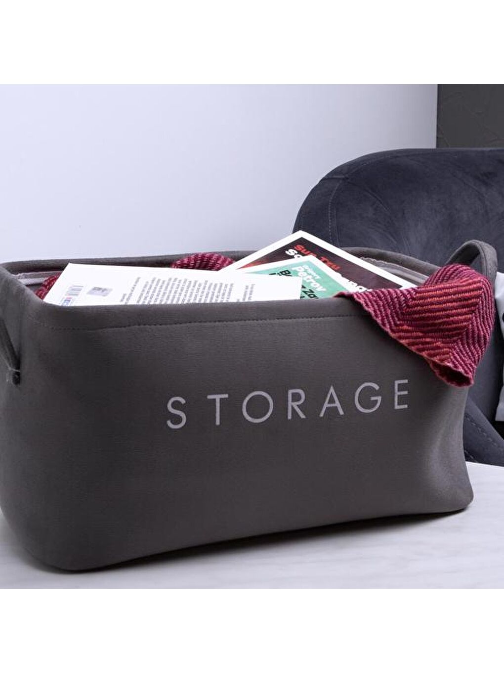 Çok Amaçlı Dikdörtgen Sepet - Antrasit - 21x36x18 cm