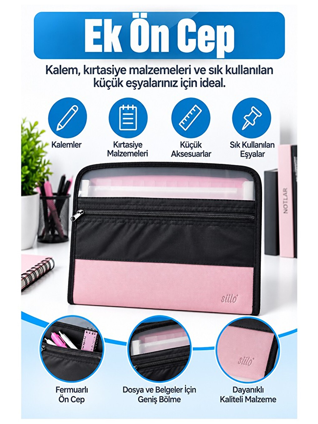 Lila Körüklü Dosya 13 Bölmeli Fermuarlı 1 Adet Stilo Kaliteli A4 Akardiyon Dosya Düzenleyici 13 Cepl-4