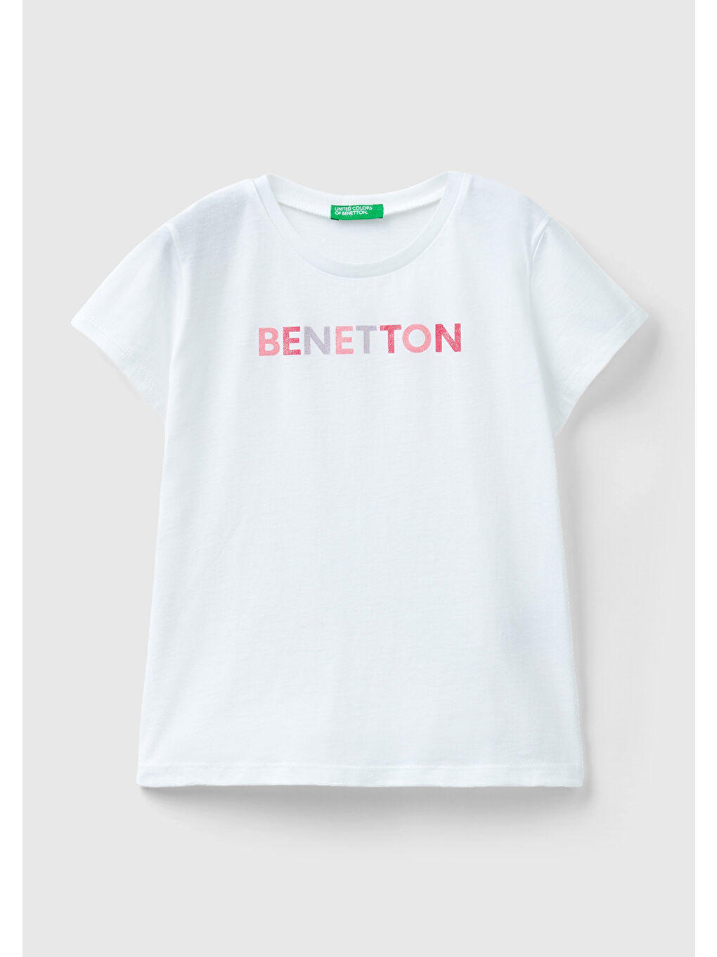 United Colors Of Benetton Beyaz Kız Çocuk Beyaz Simli T-Shirt