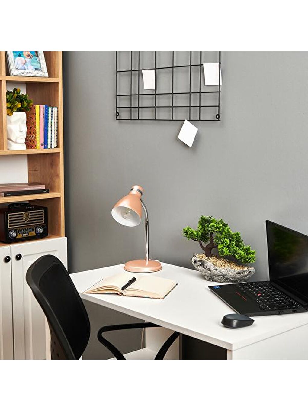 Modern Krom Spiralli Masa Lambası - Pembe