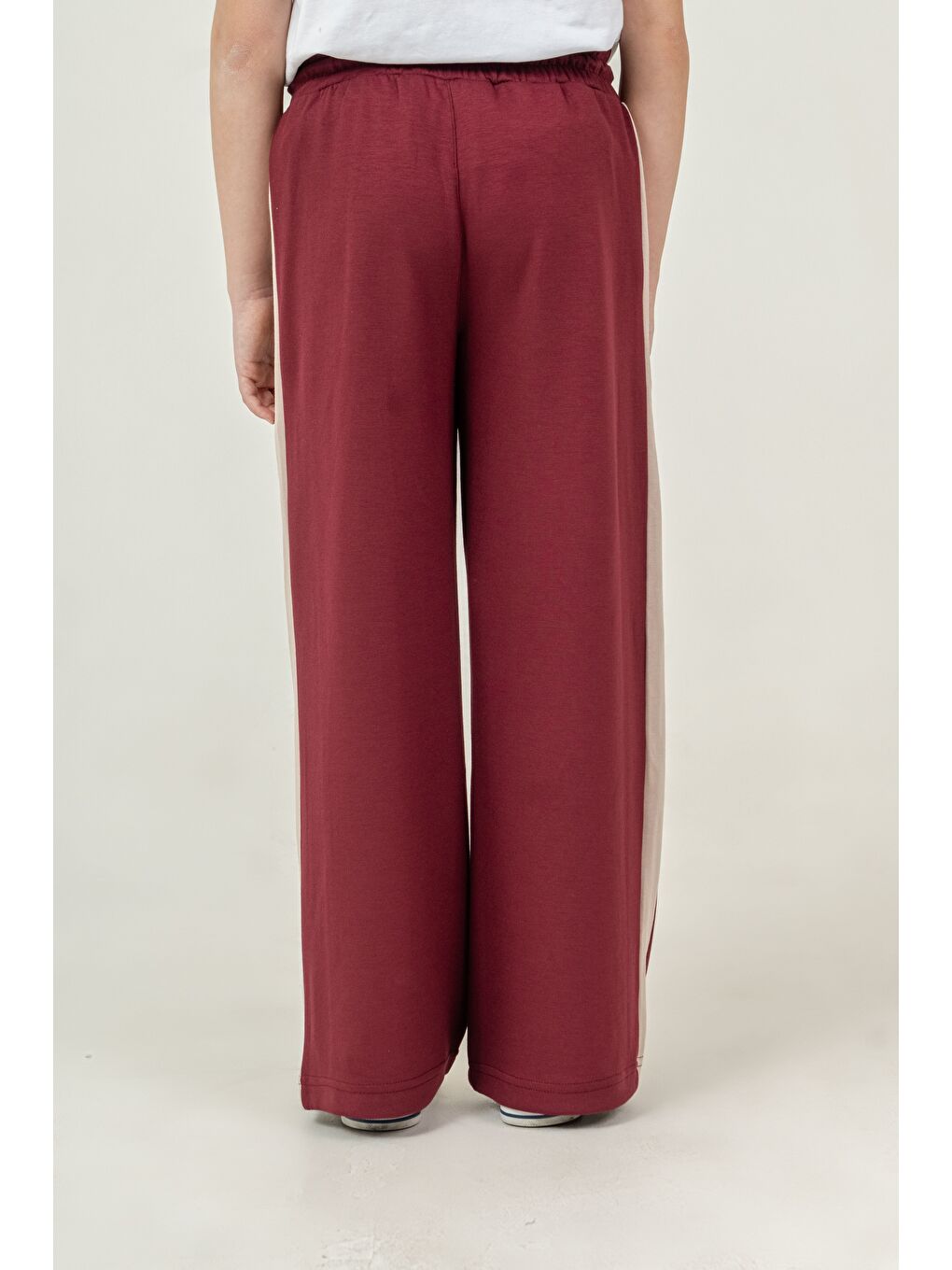 Bordo Keep Smiling Nakışlı Yanlar Garnili Kız Çocuk Eşofman Altı-4