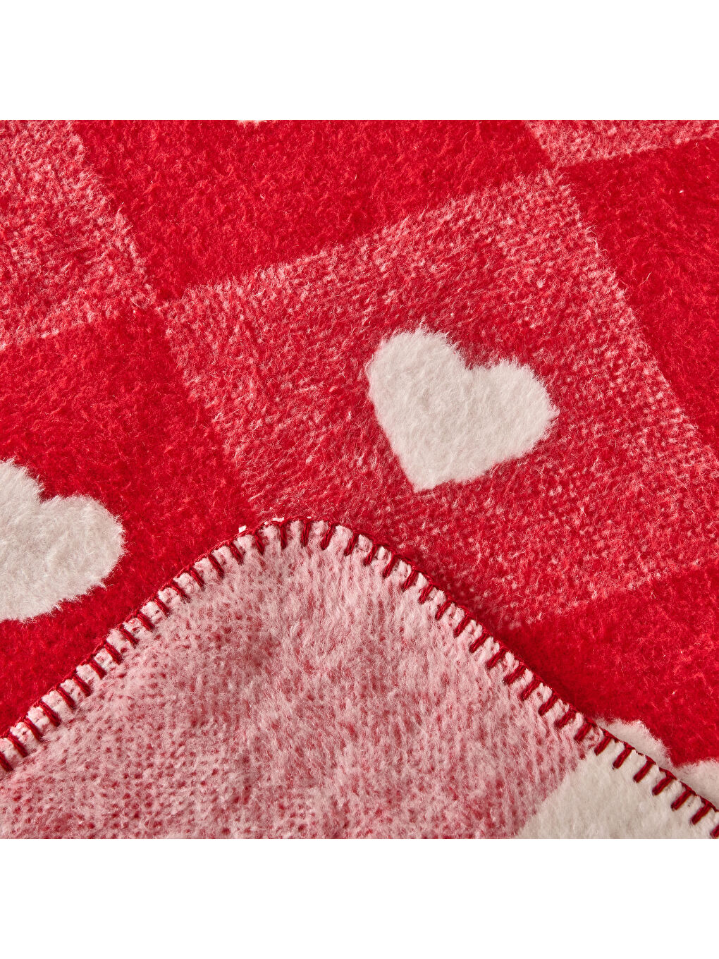Soft Kalpli Pamuklu Çift Kişilik Battaniye - Kırmızı - 200x220 cm-4