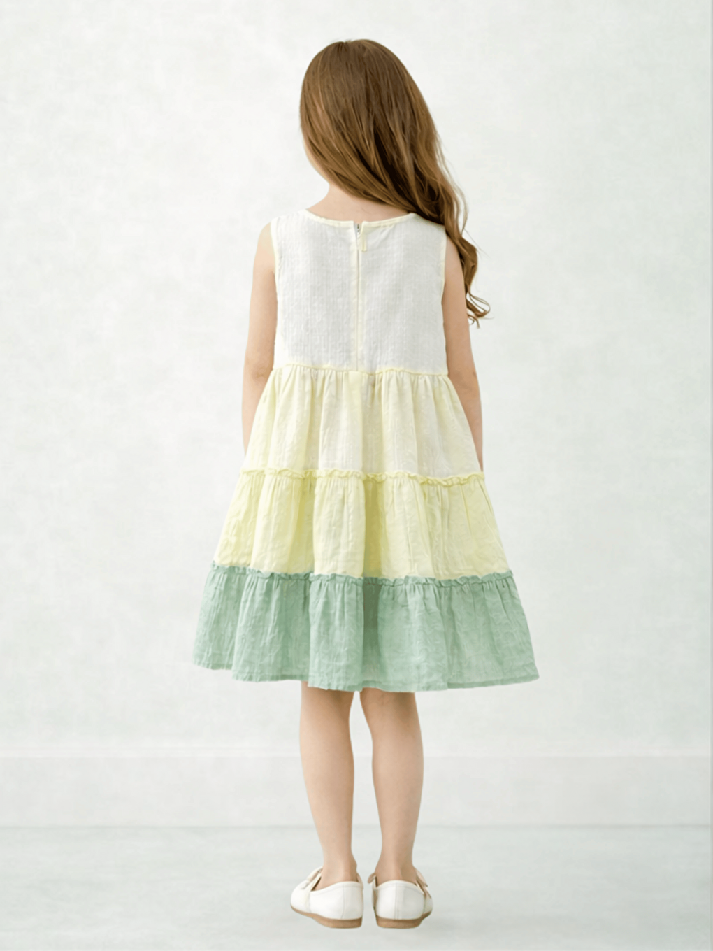 Yeşil Bisiklet Yaka Kız Çocuk Elbise-2