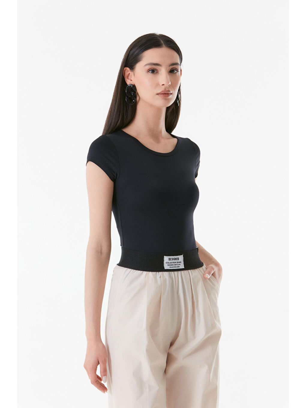 Siyah Basic Bisiklet Yaka Body-4