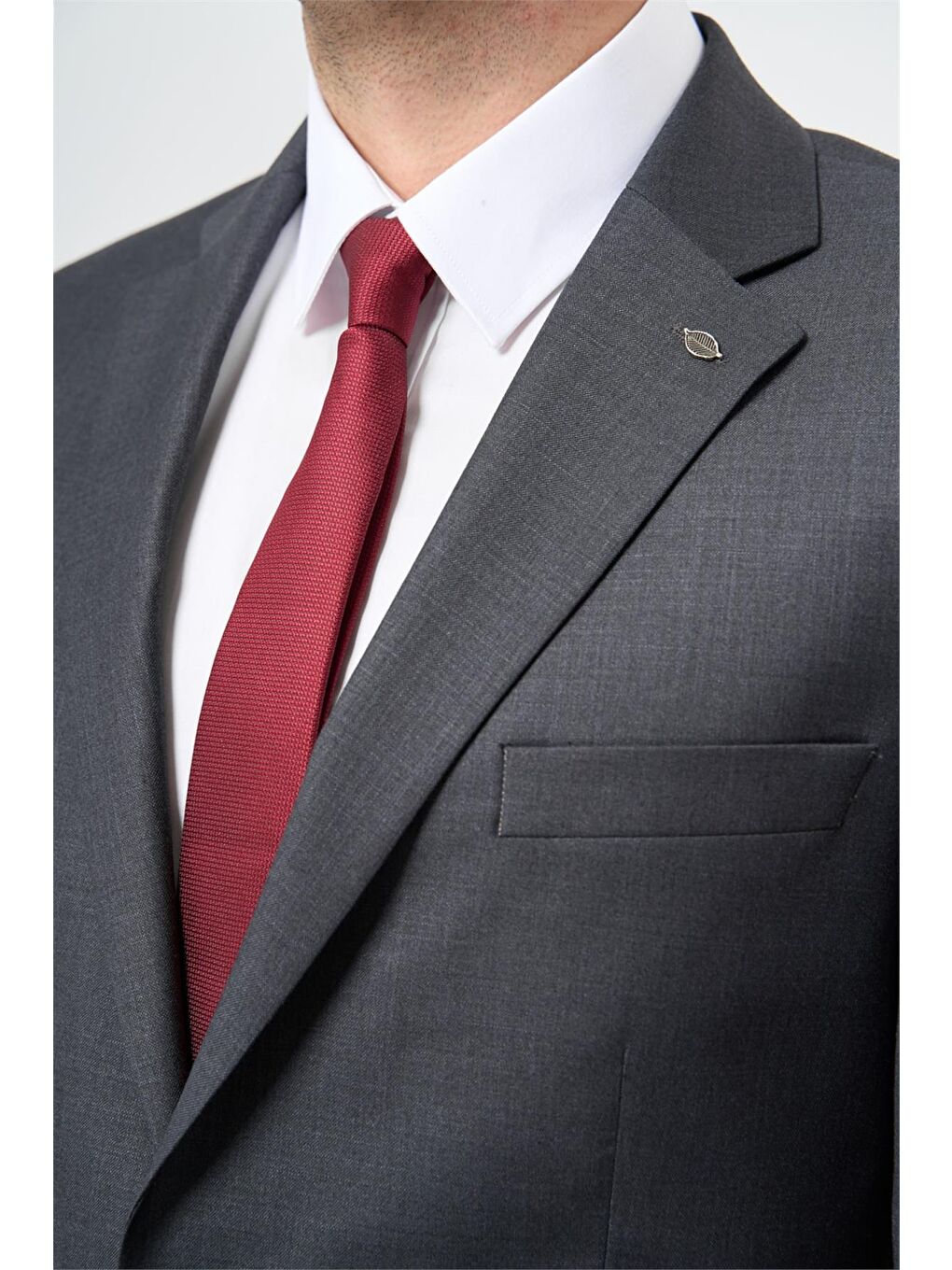 Koyu Antrasit Düz Mono Yaka 6 Drop Comfort Fit Classic Takım Elbise 1001245171-1