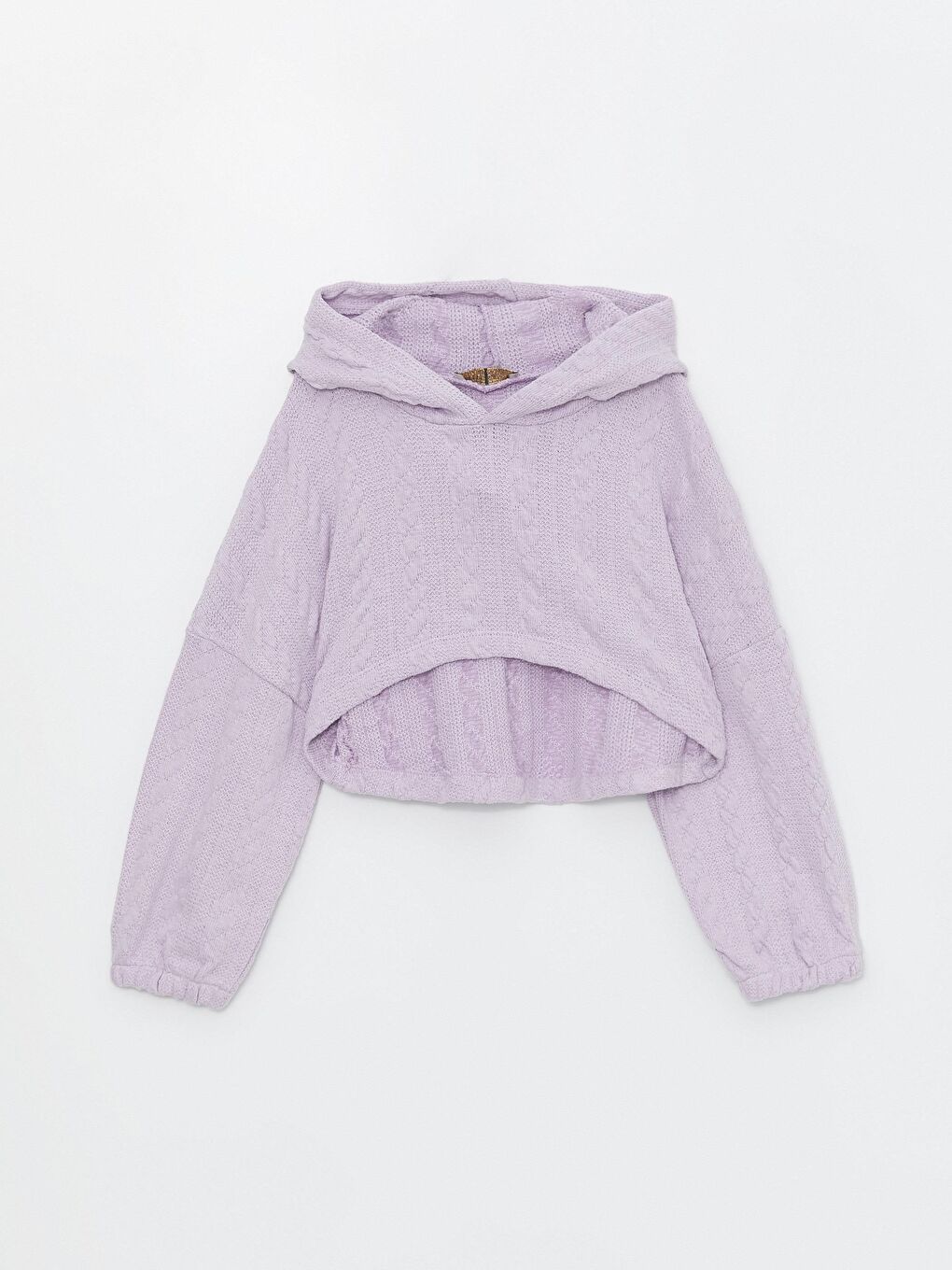 Lila Kız Çocuk Triko Kapüşonlu Üç Parça Takım-1