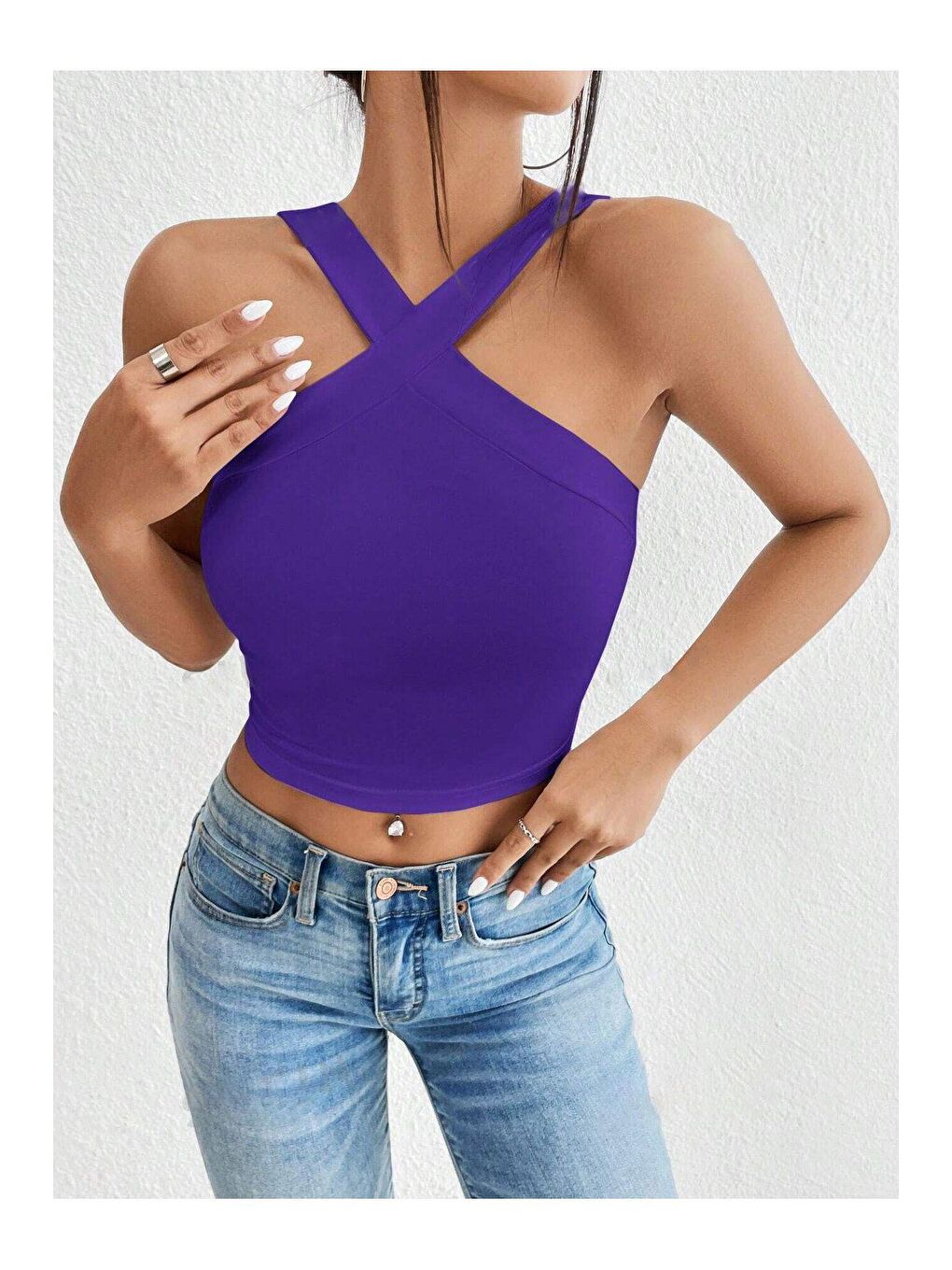 Trendseninle Mor Çapraz Askılı  Body Crop - 2