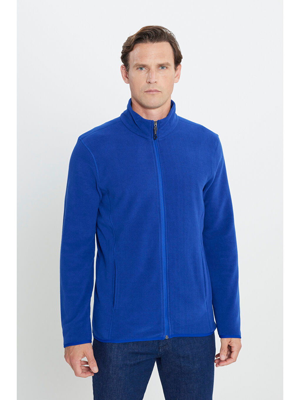 Mavi Erkek Saks Anti-Pilling Tüylenme Yapmayan Standart Fit Bato Yaka Sweatshirt Polar Ceket-2