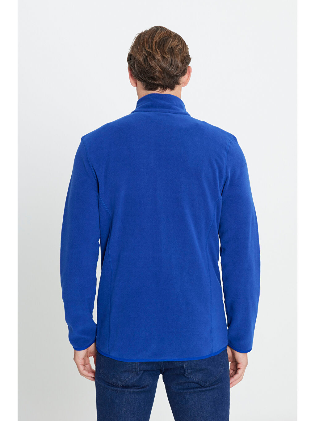 Mavi Erkek Saks Anti-Pilling Tüylenme Yapmayan Standart Fit Bato Yaka Sweatshirt Polar Ceket-4