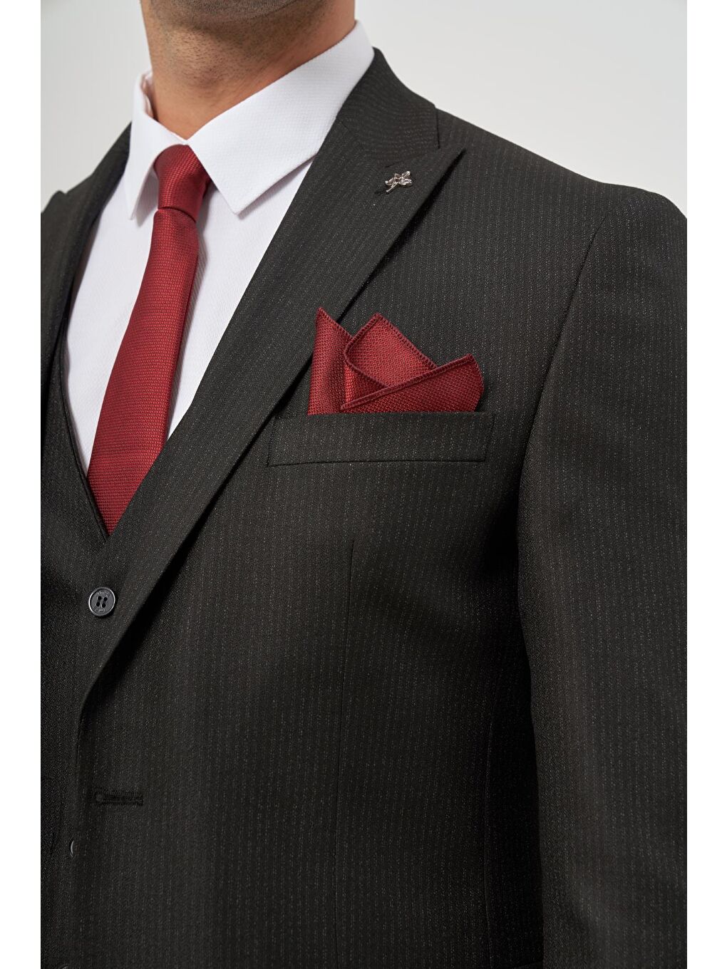 Siyah Kılıç Yaka Yelekli 6 Drop Slim Fit Classic Takım Elbise 1001245153-5