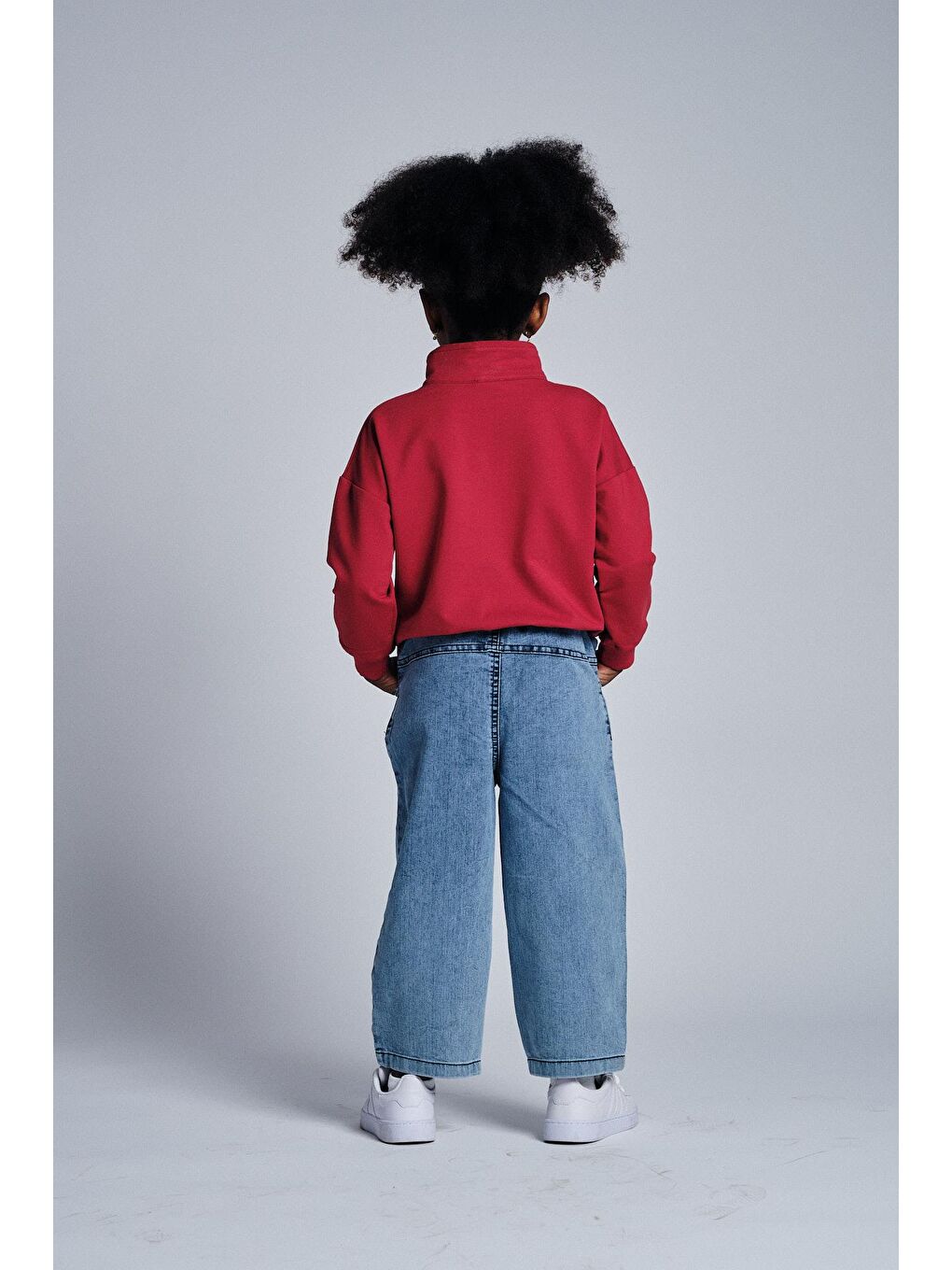 Kırmızı Dik Yaka Sweat Denim Pantolon Takım-2