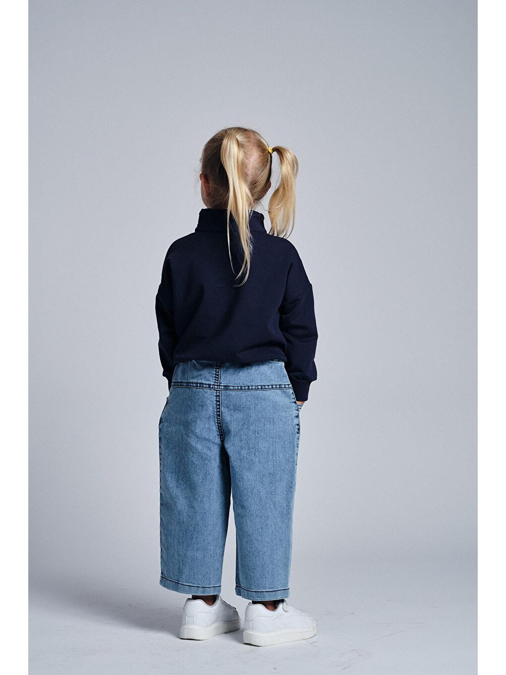 Lacivert Dik Yaka Sweat Denim Pantolon Takım-1