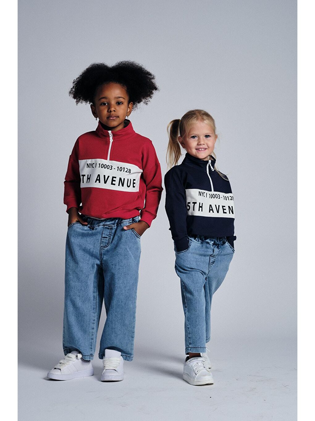 Lacivert Dik Yaka Sweat Denim Pantolon Takım-2