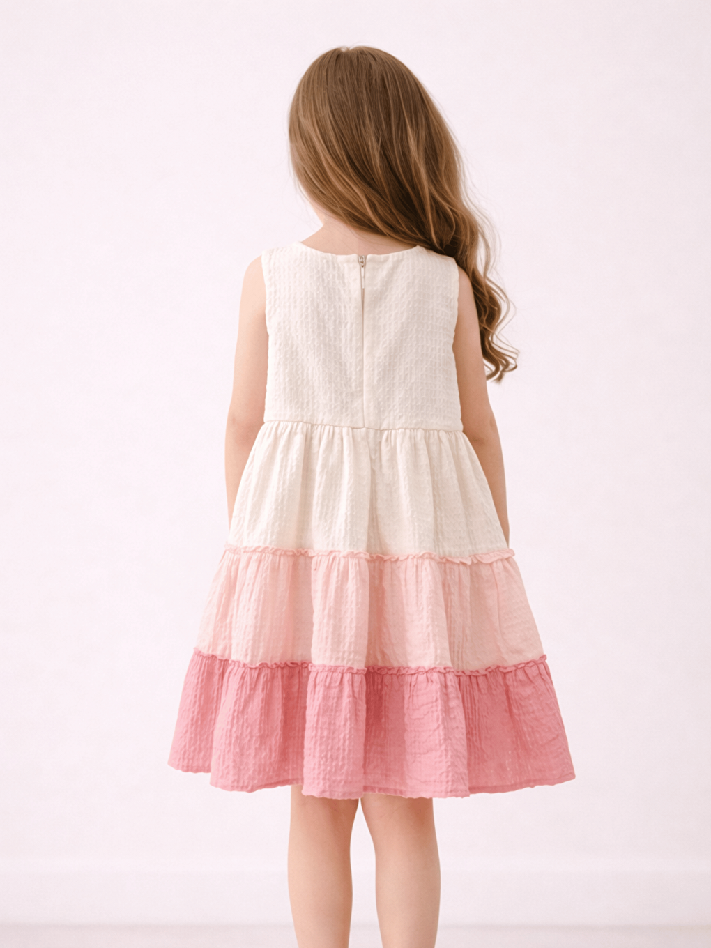 Pembe Bisiklet Yaka Kız Çocuk Elbise-2